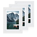 5x7 White Picture Frames set of 3, Made of Wooden and Glass Photo frame - Displays Picture 4x6 with Mat or 5 x 7 without Mat, Desktop & Wall Collage Frame set