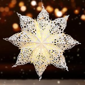 23.6 Inch Christmas Paper Snowflakes Star Lantern with Light Parol Lantern Filipino Party Supplies Hanging Decoration for Weddings Christmas Trees Birthday Holiday Party Celebration (Lovely Style)
