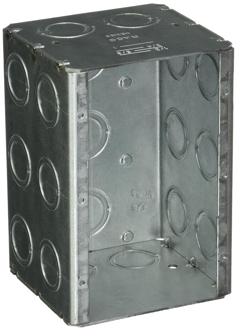 RACO 687 3-Gang Masonry Box, Nongangable, 19 Concentric KOs, Gray, 3-3/4" x 5-19/32"