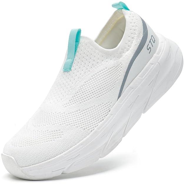 STQ Slip on Sneakers Women Walking Shoes with Arch Support Memory Foam 8.5