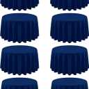 8 Pack Round Tablecloth 90 Inch Navy Blue Tablecloth for Round Tables, Washable Polyester Table Cloth Stain and Wrinkle Resistant Decorative Table Cover for Wedding Party Dining Banquet