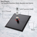 Rain Shower Head Black with Extension Arm 16 Inch Square Shower Head with 16 Inch Shower Arm Large Stainless Steel Rainfall Showerhead Matte Black Waterfall Full Body Coverage by GGStudy