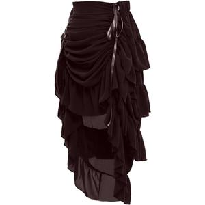 GRACEART Women's Victorian Steampunk Skirt Pirate Costume Burlesque (Chiffon (Brown)), S