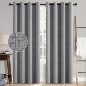 MIULEE Linen Texture Curtains for Bedroom Solid 100% Blackout Thermal Insulated Grey Curtains Grommet Room Darkening Curtains/Draperies Luxury Decor for Living Room Nursery 84 Inch (52x84, 2 Panels)