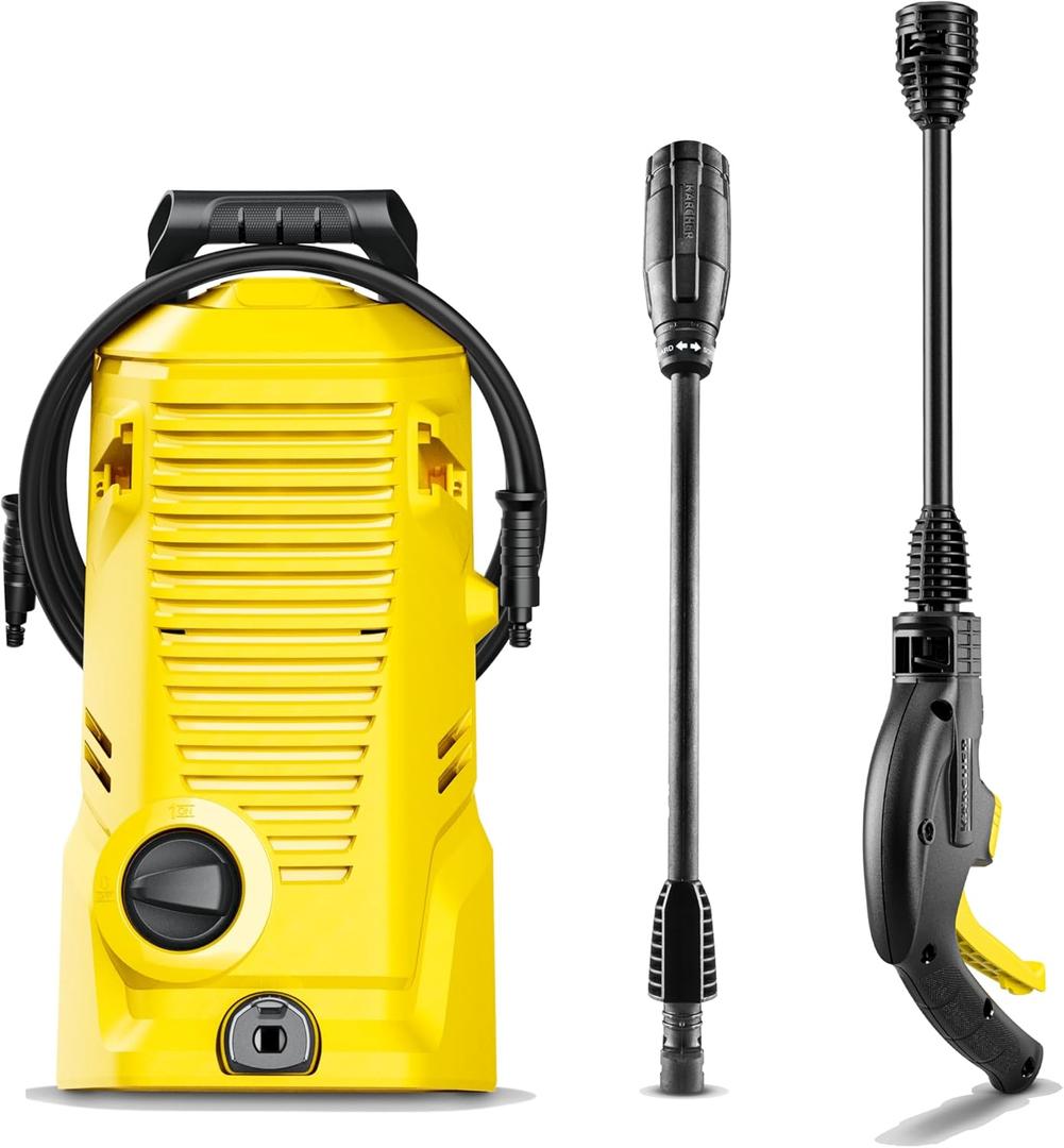 Krcher Pressure Washer K 1, Max 1.45 GPM, 1700 PSI, Trigger Spray Gun & Vario Power Spray Wand - for Cars, Bikes, Deck, Driveways, Siding, Patios (Yellow)