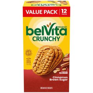 belVita Breakfast Bars Biscuits, Cinnamon Brown Sugar, Value Pack, 12 Packs (4 Biscuits Per Pack) Best By: 03/18/2026