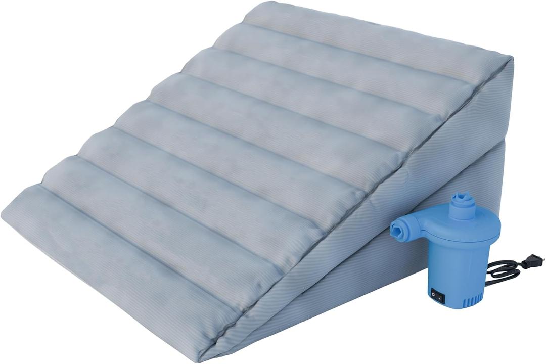 Boyd Sleep Inflatable Air Wedge Pillow, Adjustable Dual-Chamber Incline with Electric Pump, Auto Seal Valves & Ever Firm Fabric, for Acid Reflux, Snoring, GERD, Pregnancy, Back Support, 24" x 22"