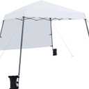 Yaheetech Pop Up Canopy Tent with Backpack, 10x10 Base Portable Easy One Person Setup Folding Shelter Compact Lightweight Slant Leg Canopy with 1 Sidewall, 8x8 Top, White