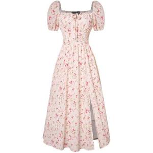 Scarlet Darkness Cottagecore Dress for Women Split Long Dress Milkmaid Corset Dresses Size L