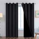 Yakamok 84 Inch Length 100% Blackout Curtains for Bedroom, 2 Thick Layers Thermal Insulated Grommet Total Blackout Drapes with Black Liner for Living Room (52Wx84L,Black, 2 Panels)