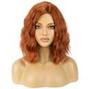 BERON Red Orange 14" Women Wigs Girls Red Head Short Curly Wavy Hair Wig Dark Orange Body Wave Halloween Cosplay Costume Daily Party Wigs