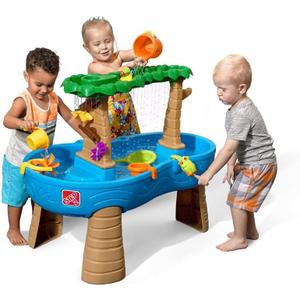 Step2 Tropical Rainforest Kids Water Tables, Outdoor Toddler Activity Table, Ages 1.5+ Years Old, 13 Piece Water Toy Accessories, Blue & Green