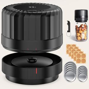 Electric Mason Jar Vacuum Sealer - Fully Automatic Mason Jar Vacuum Sealer Kit for All Mason Jars with Regular Lids and Wide Mouth Lids, A Must-Have Tool for Canned Foods/Pantry - Black