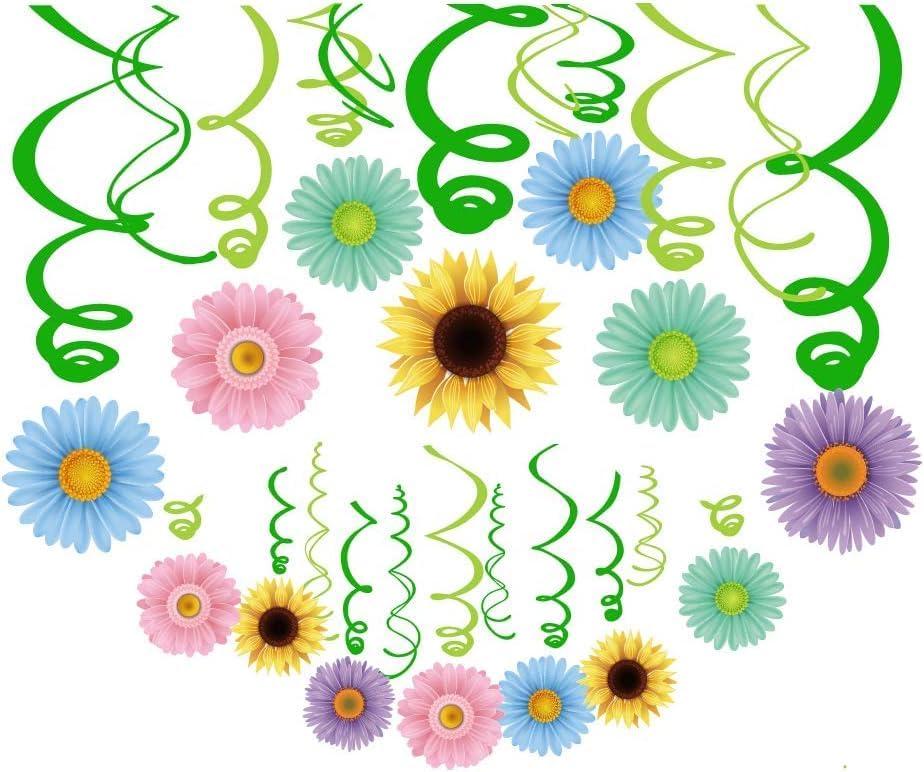 30Ct Spring Sun Flower Hanging Swirl Decorations,Themed Birthday,Party Supplies,Ceiling Decorations for Girls,Boys,Kids,Home,Classroom,Office,Baby Shower