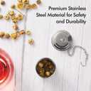 House Again Tea Infuser (2 Pack with Scoop), Extra Fine Mesh Tea Infusers for Loose Tea, 18/8 Stainless Steel Tea Strainer with Extended Chain Hook, Tea Steeper for Brew Tea, Spices & Seasonings