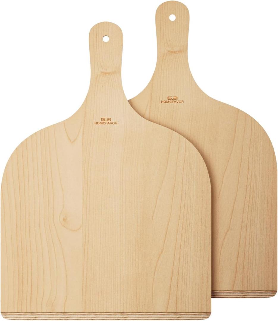 G.a HOMEFAVOR 2 Pack Wooden Pizza Peel - 12 Inch Pizza Paddle with Wood Handle, Pizza Spatula for Baking and Transferring, Large Wood Cutting Board for Oven, Kitchen