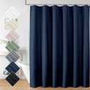 Aiyufeng Moga Navy Blue Fabric Shower Curtains for Bathroom - Blue Hotel Spa Polyester Cloth Bath Curtain with 12 Holes, 72x72, Machine Washable, Navy Blue