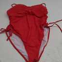 Viottiset Women's Ruched High Cut One Piece Swimsuit Tummy Control Bathing Suit Monokini (3X-Large, Red)