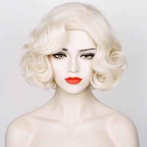 Wiggy Mermaid Short Blonde Curly Wig for Women, Finger Wave Wig 1920s Platinum Blonde Vintage Flapper Synthetic Hair Wig + Cap for Halloween Costume Party Cosplay
