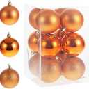HUMDMTHUT Orange 2.36" Christmas Ball Ornaments，Pre-Strung Christmas Tree Decorations，Holiday Hanging Balls-3 Style Shatterproof Plastic Ornaments Set of 12pcs (Orange, Middle)