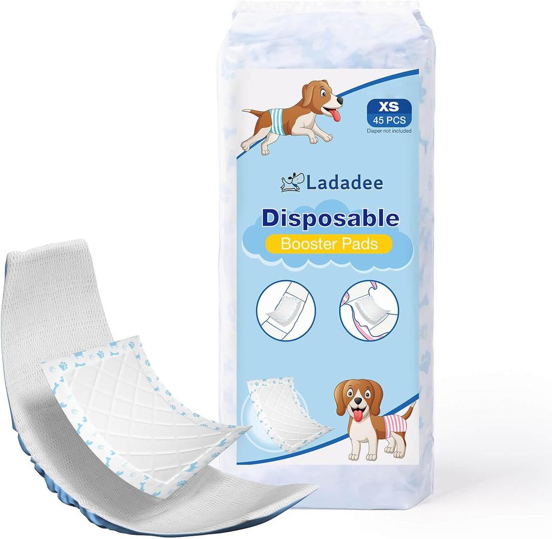 Disposable Dog Diaper Liners Booster Pads for Male and Female Dogs, Doggie Diaper Inserts Fit Most Types of Dog Diapers - Pet Belly Bands and Male Wraps (XS-45Count)