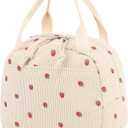 Bluboon Lunch Bag for Women Men Cute Corduroy Lunch Tote Bags Reusable Insulated Lunch Box Large Capacity Reusable Insulated Cooler for Work Picnic or Travel