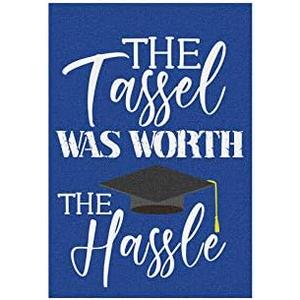 SET OF 2, The Tassel was Worth the Hassle Garden Flag, 2023 2024 Graduation Garden Flag, High School College Graduation Porch Outdoor Home Decor -12x18 Inch Double Side