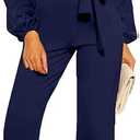 Women's Dressy Jumpsuit Fall One Piece Long Sleeve Belt Pockets Wide Leg Pants Romper Business Casual Outfits (XXL)