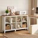 Farmhouse Bookshelf, 8-Cube Storage Organizer with Legs | Storage Cabinets For Living Room, Bedroom, Farmhouse Style, Cloud White and Warm Brown, LIRY Collection ULBC138W101S