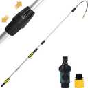 24FT Reach Gutter Cleaning Tools from Ground, Telescopic Rain Gutter Cleaner Tool with Garden Hose Attachment and Bendable Sprayer Wand