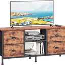 Furologee TV Stand Dresser with 4 Drawers, Television Stand with Open Shelf, Entertainment Center for 50" TV, Industrial Media Center for Bedroom, Living Room, Rustic Brown