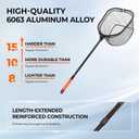 KastKing Brutus Folding Landing Net with Boat Hook, Foldable, Extendable, Lightweight & Strong, Multi-Functional Built-in Boat Hook, Non-Slip & Bright Orange TPR Handle, Two Nets Options, Large