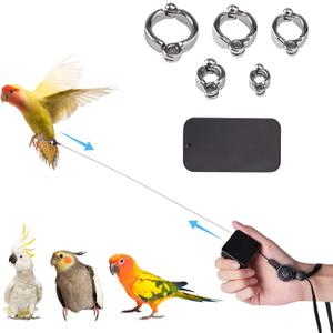 Retractable Bird Leash, with 5 Different Size Foot Ring and Feeder Box, Anti-Bite Parrot Harness Bird Flight Training Rope for Budgies, Cockatiels, Psittacula Longicauda, Mini Macaws (19.69Ft)