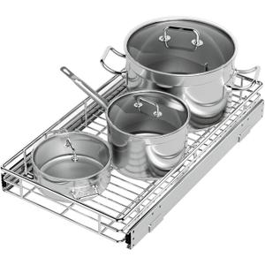 ZOINLIY Pull Out Cabinet Organizer, Versatile Slide Out Kitchen Organizers and Storage,Heavy Duty Drawer Cupboard Storage Basket, Smooth Sliding, Chrome Finish,11.8" W x 21" D