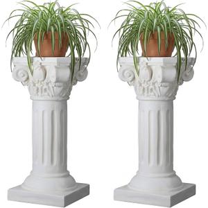 2 Pack 21.7 Inch Roman Column and Pillar Plant Pedestal, Elegant