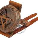 Steampunk Antique Brass Sundial Compass Handmade Leather Band Wrist Compass and Nautical Sundial Watch