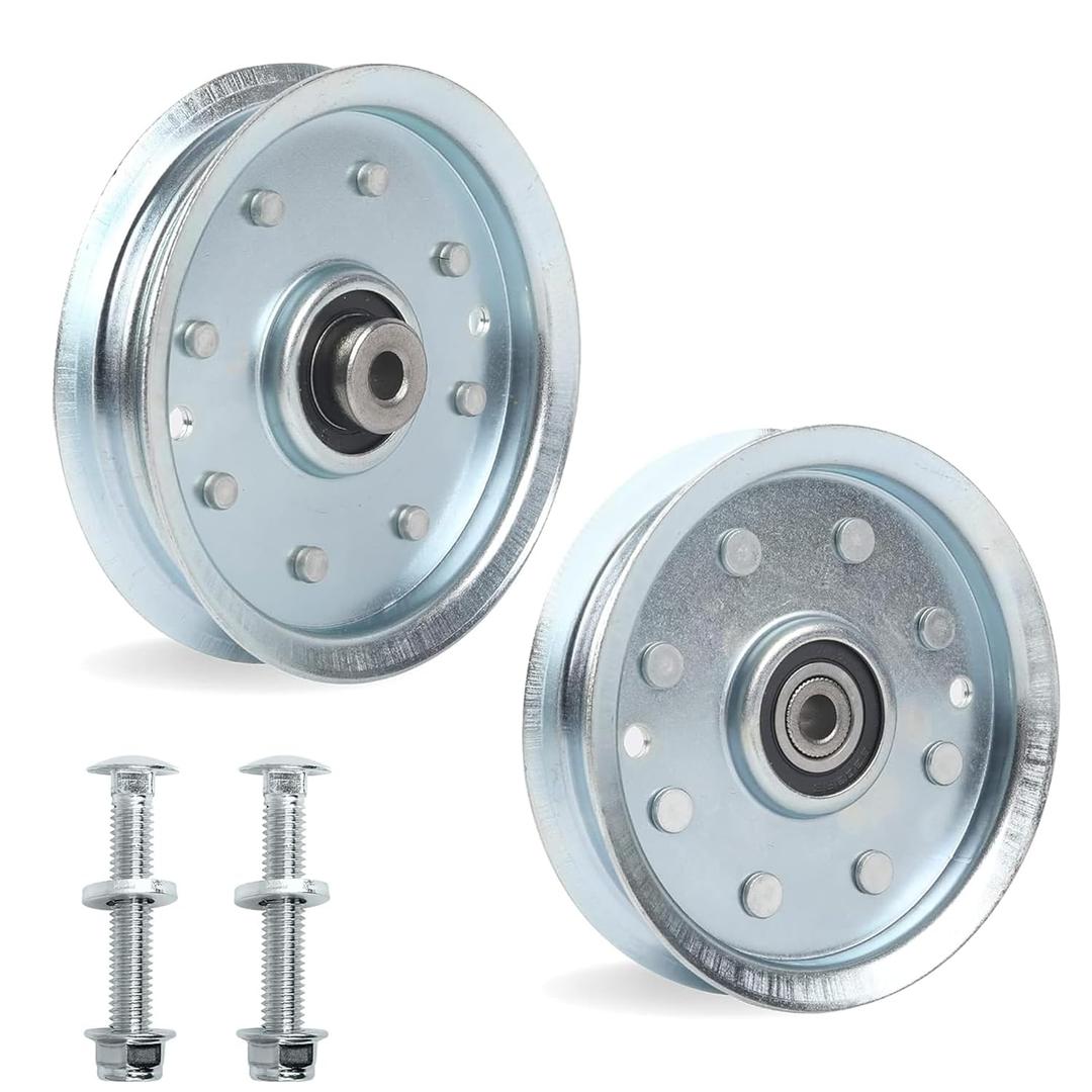TonGass (2-Pack, Silver) Exact Replacement 4 7/8" Flat Idler Pulley 956-04129 Idler Pulley Compatible with Cub Cadet MTD, OEM Part Number 956-04129C, 756-04129B, 756-04129C, 753-08171