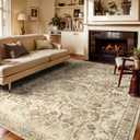 Area Rugs 6x9 for Bedroom, Washable Soft Faded Living Room Rug Non-Shedding, Neutral Traditional Non Slip Thin Throw Rug with Rubber Backing, Boho Carpet for Dorm Dining Room Kitchen Office (Distressed Brown Brickred)