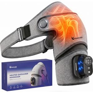 Triple Method Shoulder Massager with Heat, Vibration and Brace Support, 5000mAh Cordless Shoulder Heating Pad with Magnetic Controller, Shoulder Wrap for Muscle Relief