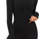 Rapbin Thermal Shirts for Women Long Sleeve Tops Ladies Fleece Undershirt for Winter Cold Weather with Thumb Holes XS-L