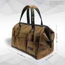 Coreflex 14 inch Wide-Mouth Tool Bag, Gear Bag, Multiple Purpose - for Plumbers, Electricians, Handymen also good for daily use, office use and camping. (Tan)