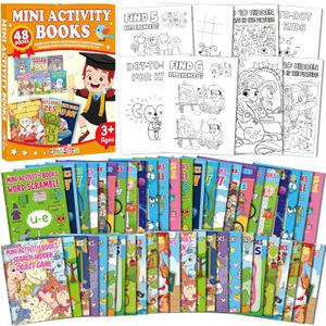 chiazllta 192 PCS Mini Activity Books for Kids Party Favors Age 4-12 Bulk Activity Books Include Mini Coloring Book Mazes Dot to Dot Word Search Word Scramble Goodie Bags Stuffers Classroom Activities