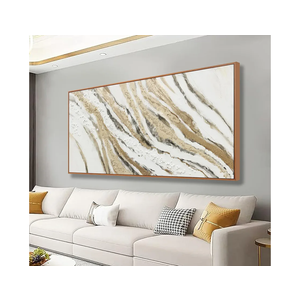 Abstract Wall Art Wall Decor Abstract Painting With Golden And White Lines Modern Canvas Art Abstract Artwork Framed Pictures For Living Room Bedroom Bathroom Office Home Decor Can Be Hung Directly 20"X 40"