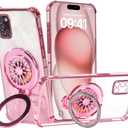 for Samsung Galaxy A31 Phone Case,for Samsung A31 Shockproof Mobile Phone Case for Women and Girl, Glitter TPU Protective Cover with Kickstand for Samsung A31 (Pink)
