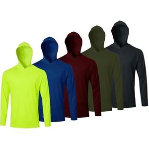 LeeHanTon Mens Long Sleeve Shirt Lightweight Sun Protection Fishing Shirts Athletic Hoodie Shirts 5 Pack,XXL