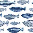 HAOKHOME Peel and Stick Wallpaper Coastal Fish Abstract Underwater World Trellis Navy Blue Removable Contact Paper for Home Bathroom Decorations 17.7in x 9.8ft