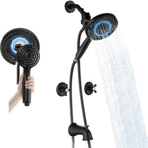 2 Handle Shower Faucet Set, Matte Black Dual Shower Head 2 Knod Tub Shower Faucet Sets with Handheld 2-in-1 Dual Shower Bathtub Shower Faucets Combo