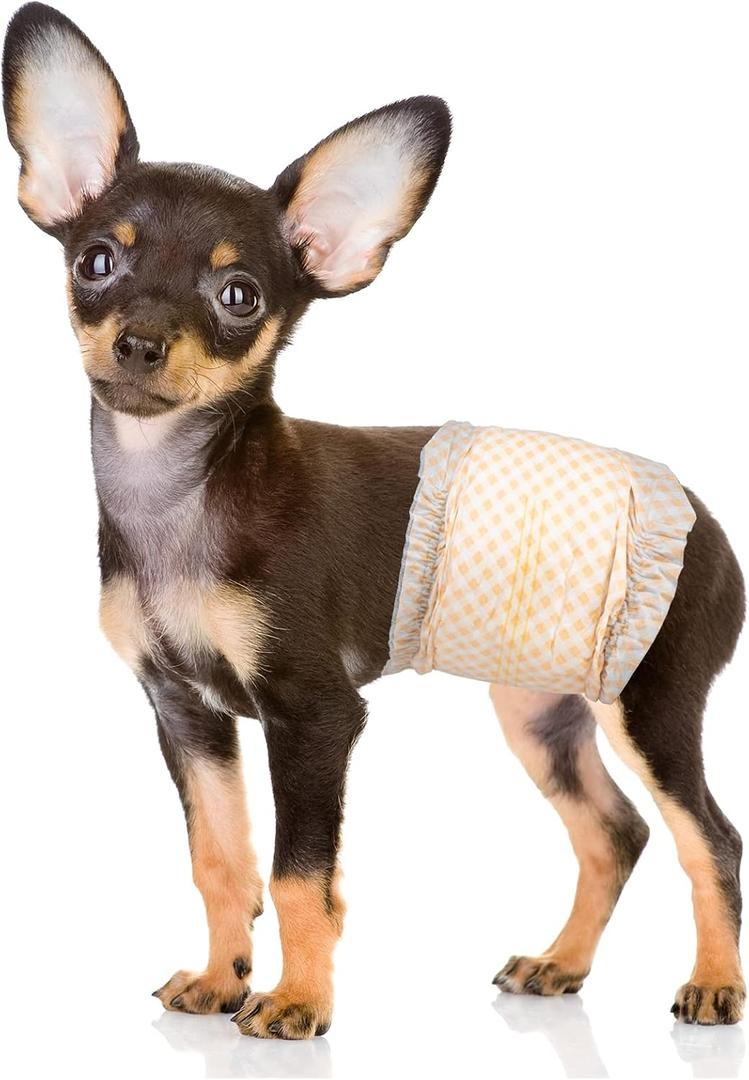 Pet Soft Disposable Male Dog Wraps - Dog Diapers for Male Dogs, Puppy Diapers with Wetness Indicator 48 Counts X Small