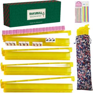 18.7inch Mahjong Racks with Pushers and Bag,Set of 4 All-in-One Tile Rack, Standard