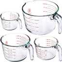 Le’raze Glass Measuring Cups Set of 4 – Heat-Resistant, Easy-Read Measurements, Ergonomic Handle & Pour Spout, Dishwasher Safe, Kitchen Bakeware Liquid Batter Mixing Bowls (1 cup, 2 cup, 4 cup, 8 Cup)